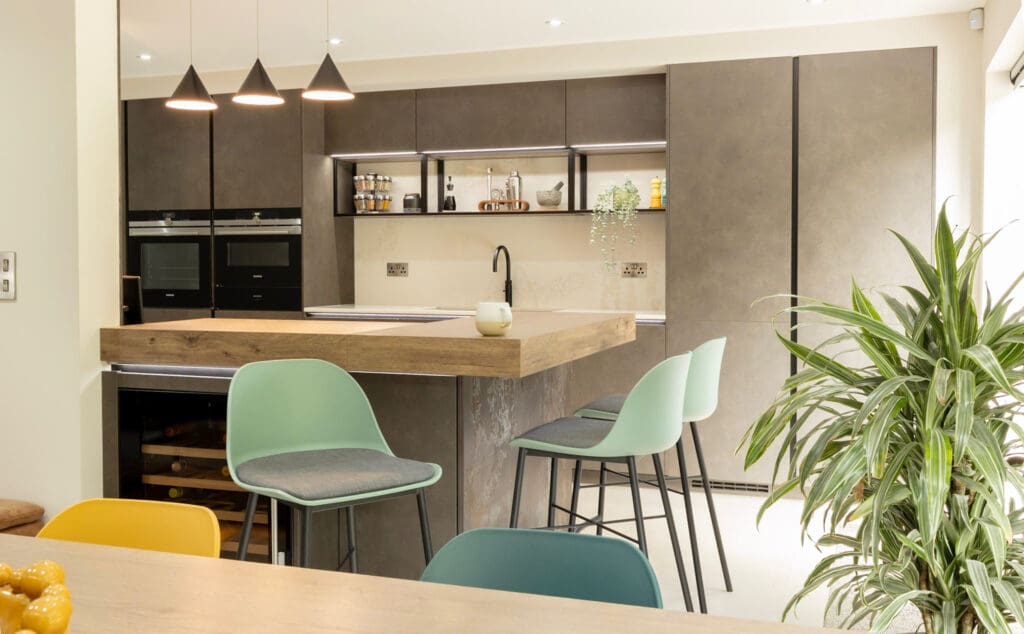 Oxidised Metal Effect Handleless Kitchen
