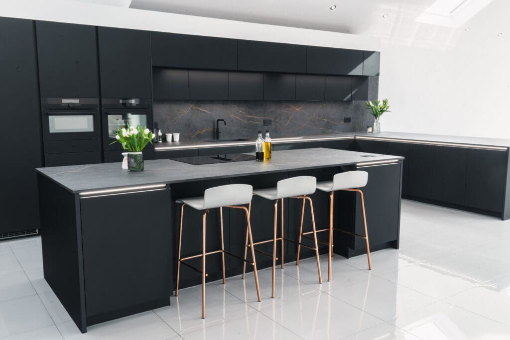 Matt Black Handleless Kitchen